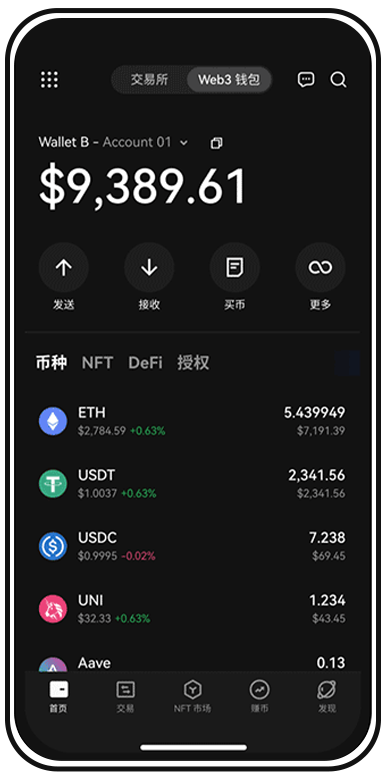 合约交易APP页面展示